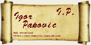 Igor Papović vizit kartica